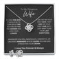To My Gorgeous Wife Necklace - Love Knot Necklace and Earrings 14k White Gold with Stainless Steel