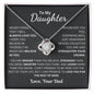 To My Daughter From Dad Love Knot Necklace - 14k or 18k Gold Over Stainless Steel