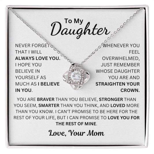 To My Daughter From Mom Love Knot Necklace - 14k or 18k Gold Over Stainless Steel