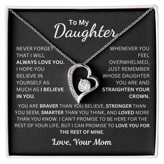 To My Daughter From Mom Forever Love Necklace - 14k or 18k Gold Over Stainless Steel